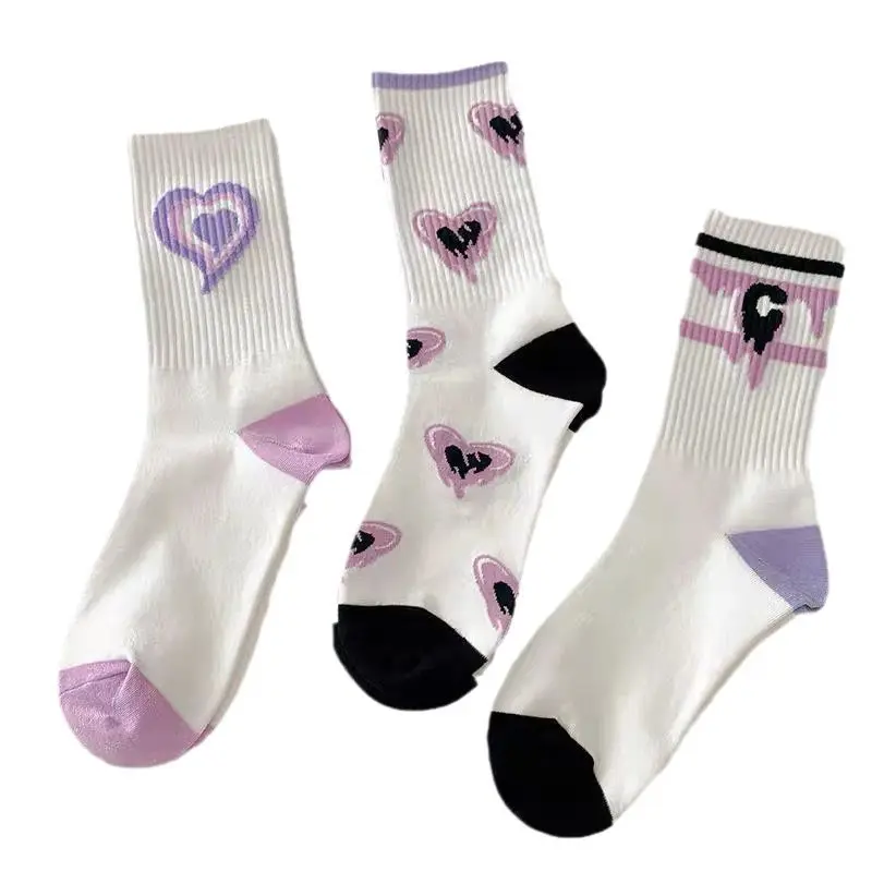 5 Pairs Women's Socks Pack American Heart Versatile Comfortable Sport Socks Personalized Trend Fashionable Preppy Style For Girl