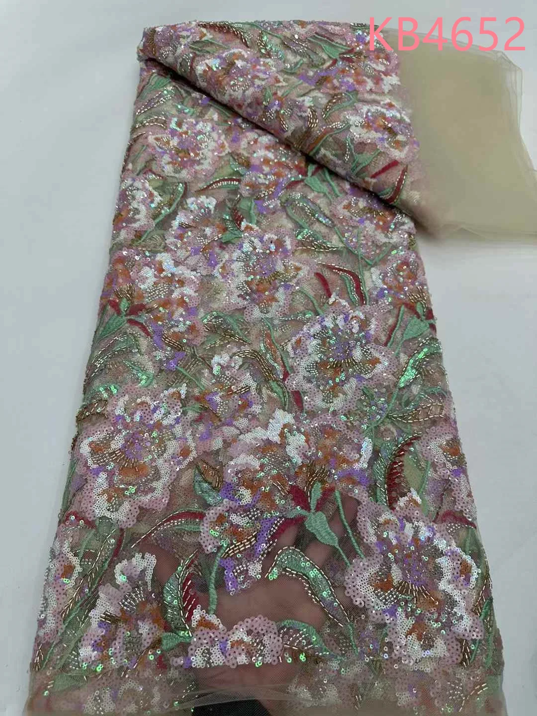 3D Flower Lace Fabric African Fabric Lace High Quality 2025 Purple Lilac Fabric Embroidered Fabrics Of 5 Yards For DIY KB4652