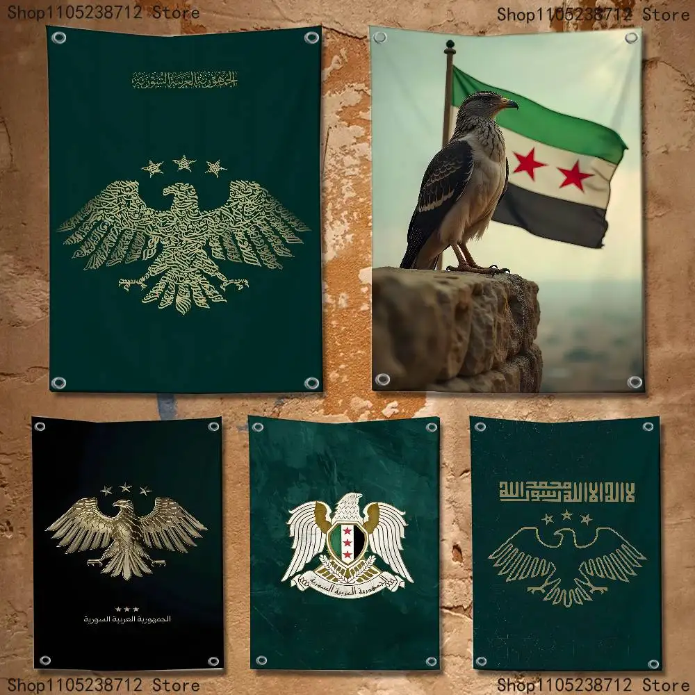 Flag Eagle Syrian Flag Cool Funny Tapestry for College Dorm Room Guys Girls Cave Frat Bedroom