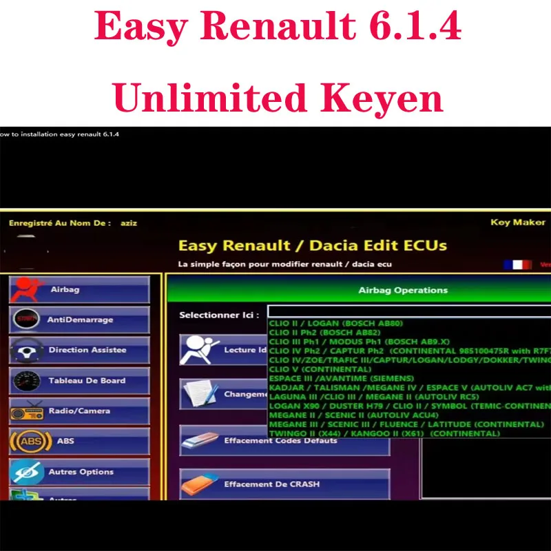 

Easy Renault 6.1.4 Software for Renault ECU Programmer Clear Crash Airbag Card Keys UCH Cleaner WORK with OBDLink Renolink tools