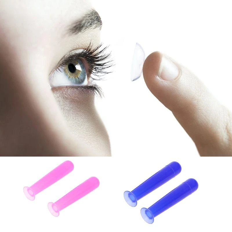 2pcs/set Eye Care Contact Lenses Inserter Remover Silicone Soft Tip Tweezer Stick for Case Wearing Tools Lens Accessorie