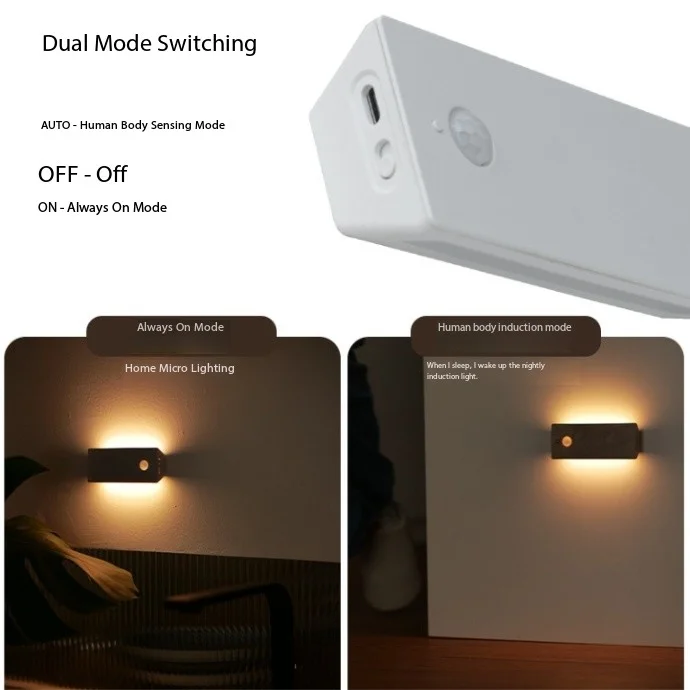 Nightlight Wiring-free Charging LED Induction Wall Lamp Corridor Staircase Bedroom Bedside Lighting Lamps