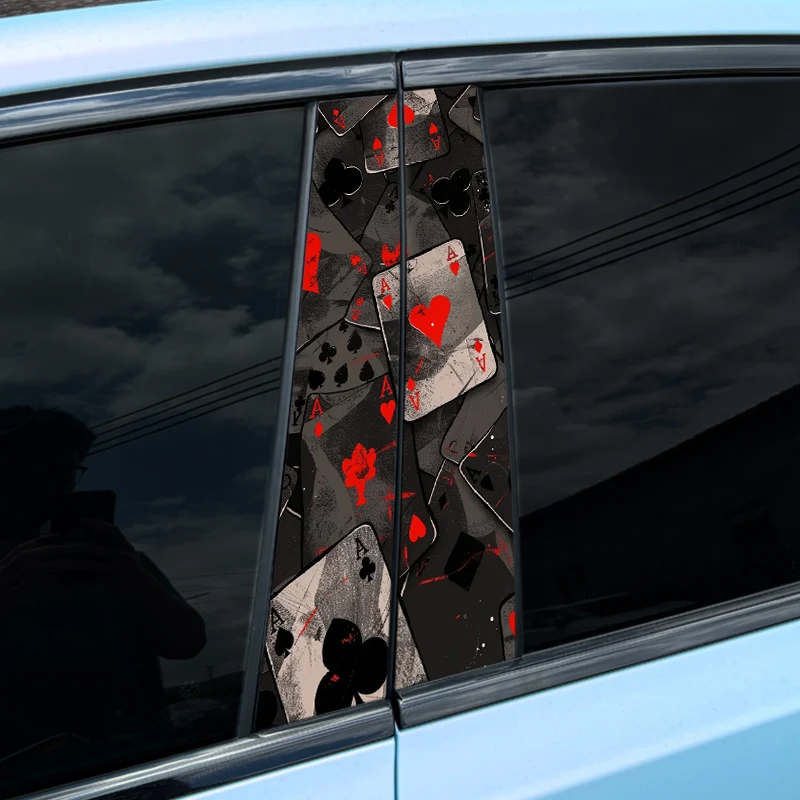 1szt/2szt Poker Car Stickers Funny DIY Auto B-pillar Wodoodporna dekoracja przeciwsłoneczna Pokrywa zadrapania Karta do gry Naklejki winylowe