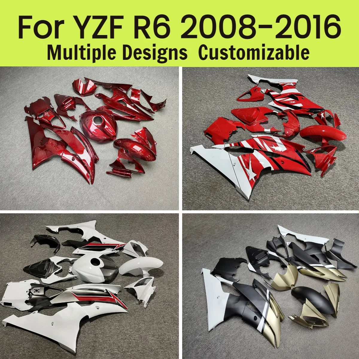 Body Parts Fairing Kit YZFR6 2008-2016  Motorcycle ABS Fairings Injection Bodywork Set for YAMAHA YZF R6 08-16