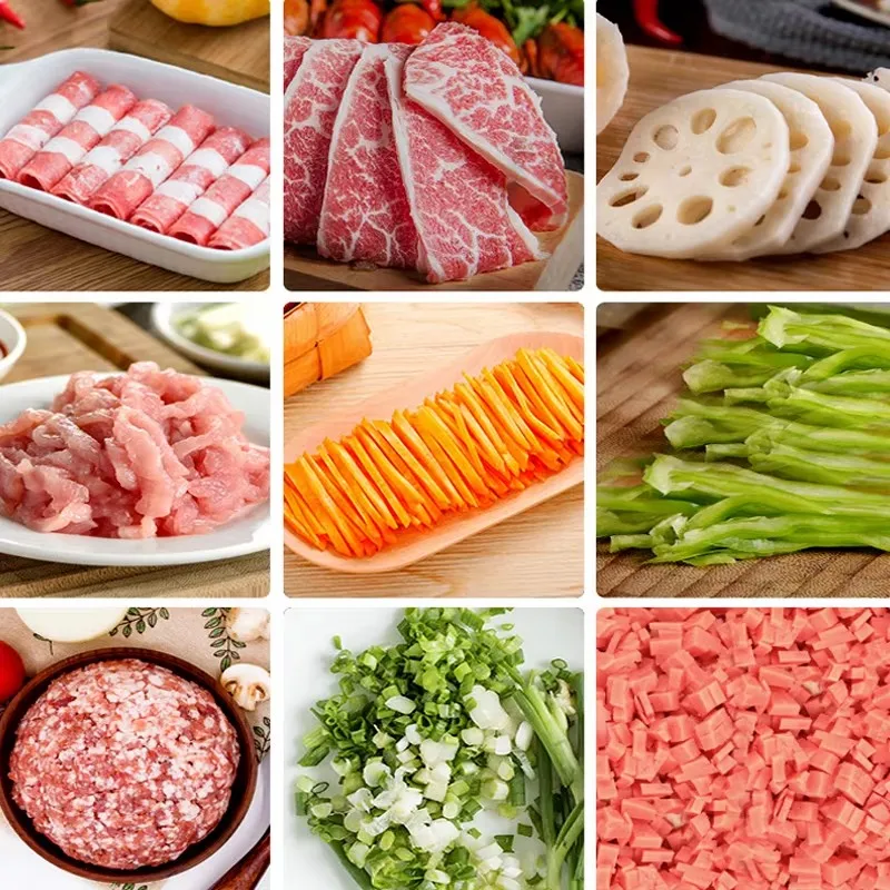 110V/220V elektryczna krajalnica do mięsa komercyjna automatyczna krajalnica ze stali nierdzewnej krajalnica do ziemniaków krajalnica do warzyw