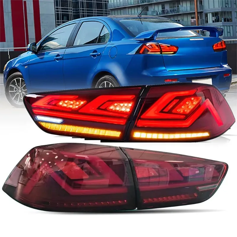 

For Mitsubishi Lancer 2009-2021 LED Tail Lights Pair, Smoke Lens Sequential Rear Lamps Replacement Set