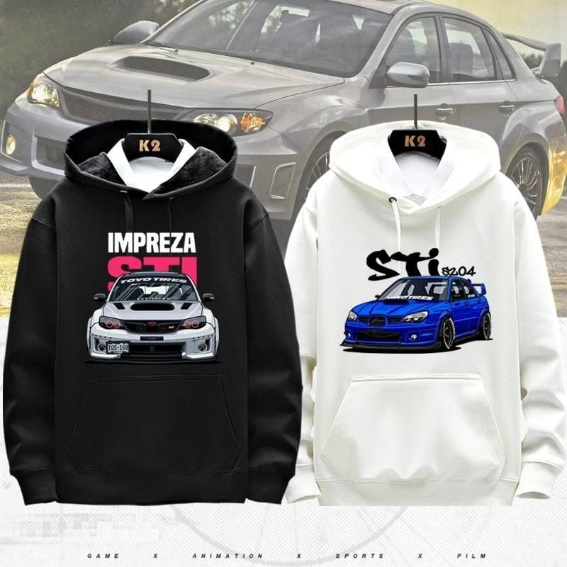 

JDM Japanese IMPREZASTI Modified Performance Car Fans Hooded Sweater Men's and Women's Autumn and Winter Casual Loose Sweatshirt