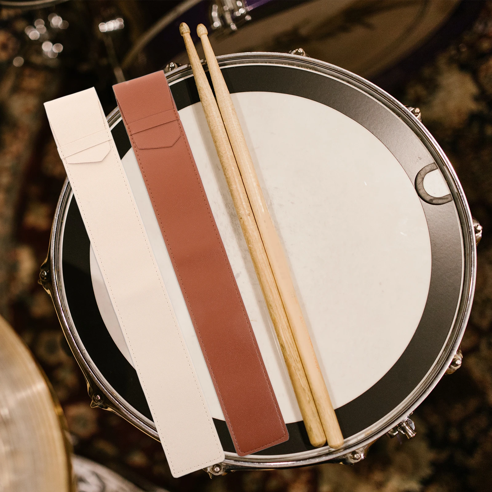 

2Pcs Drumstick Display Holder Portable Fake Storage for Drum Set Compact Organizer Case Brown Beige Percussion