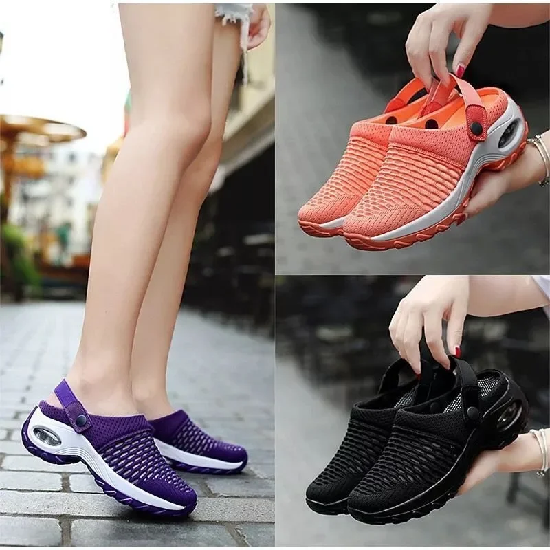 2024 New Summer Baotou After The Empty Net Surface Daily Drag A Slip-on Half Drag Air Cushion Women's Shoes Outside Penetration