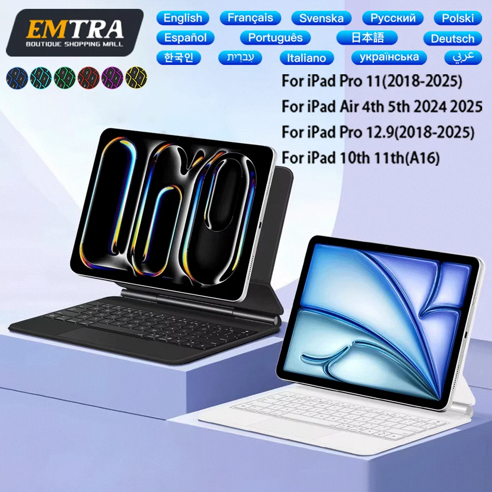

Magic Keyboard for ipad 10.9 Air 4 5 Por 11 for iPad 11th A16 10th Generation Pro 12.9 inch 6th 5th 4th 3rd Magnetic Smart Cover