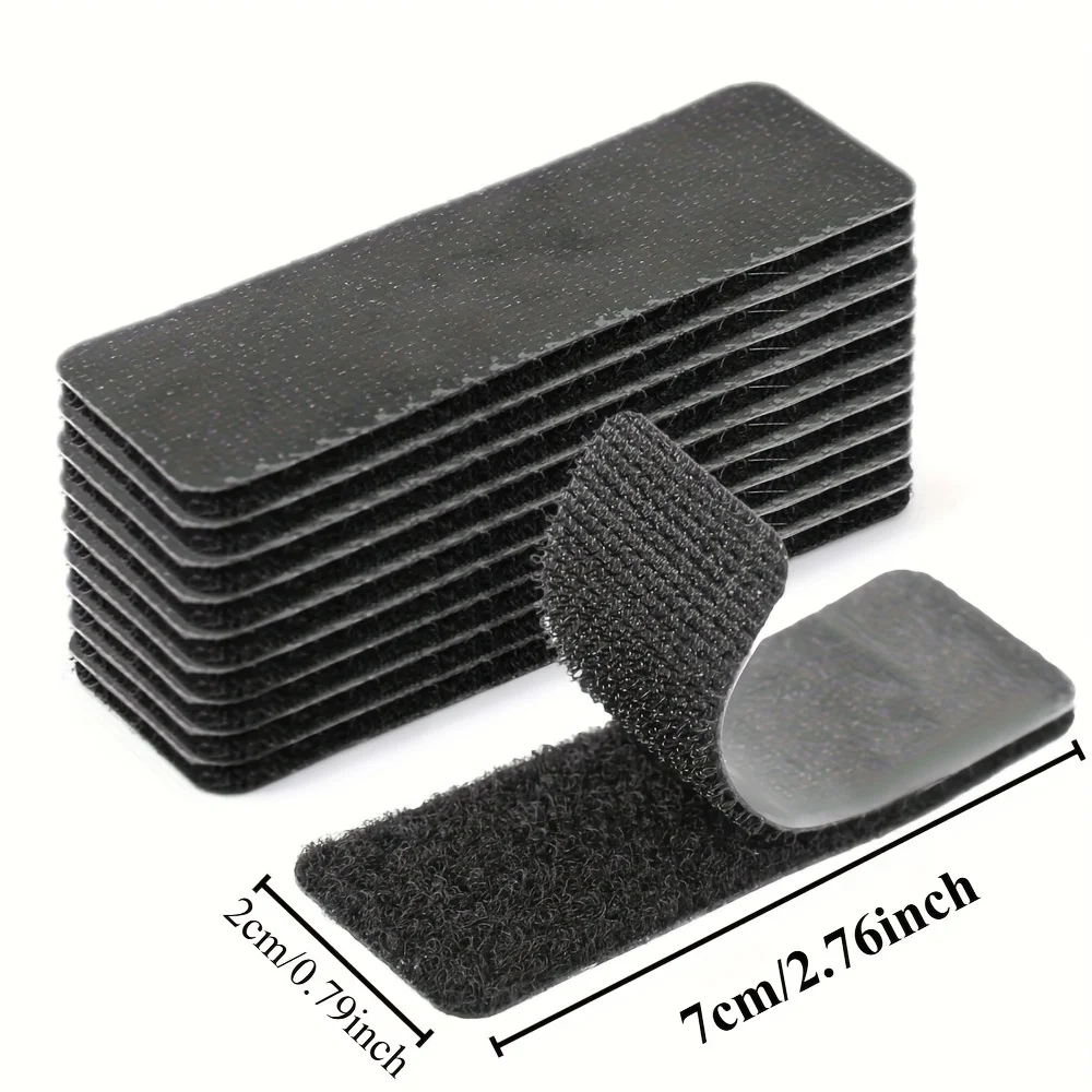 20 pairs (40pcs） Self Adhesive Hook And Loop Strips, Black Double Sided Strong Sticky Fastener Tape For Curtain Carpet Sofa DIY