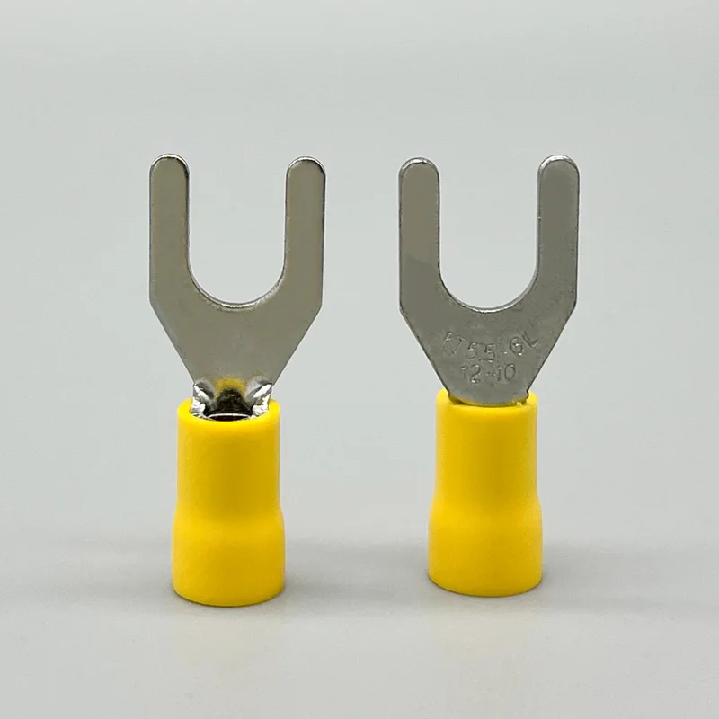 100-500PCS Insulated Crimp Terminals SV5.5-4/5/6/8 Pure Copper Ferrule Terminals Spade Connectors Electrical Use For Cable 4-6mm