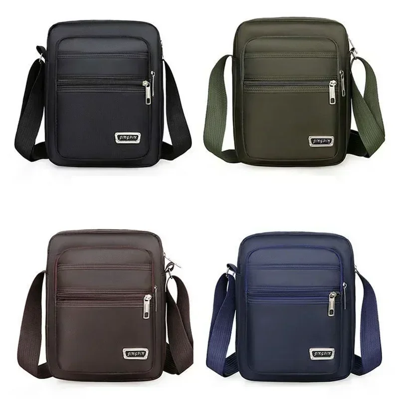 Borsa a tracolla in nylon da uomo Borsa a tracolla Borsa a tracolla casual in nylon impermeabile con cerniera Borsa a tracolla da uomo da viaggio