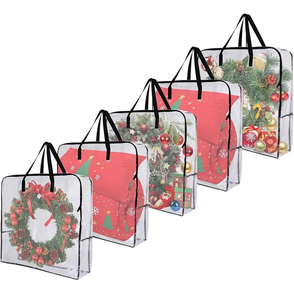 

Большая прозрачная сумка для хранения венков — водонепроницаемая, многоразовая и складная для венков, постельных принадлежностей, предметов первой необходимости, подарков