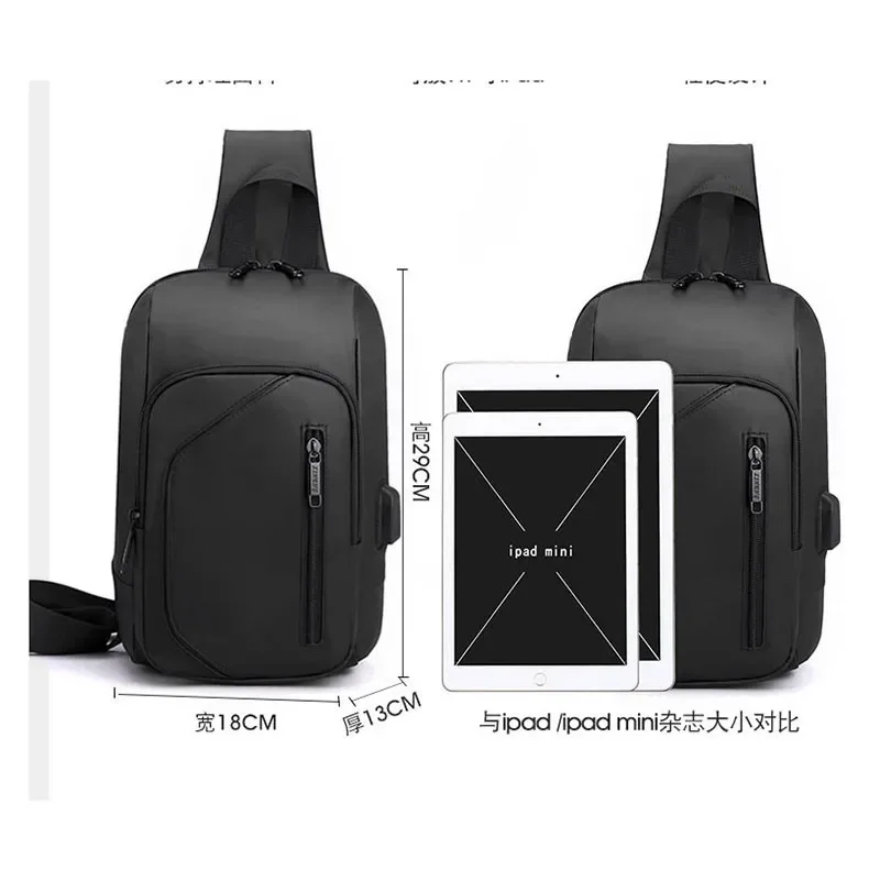 Man inclined across the chest package USB charging backpack water security prevention chest package combination lock business sm