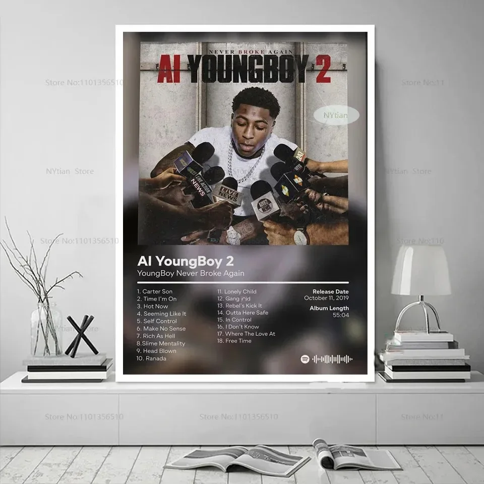 Poster Prints YoungBoy Never Broke Again Last Slimeto Hip Hop Music Album Cover Wall Art Picture Canvas Painting Room Home Decor