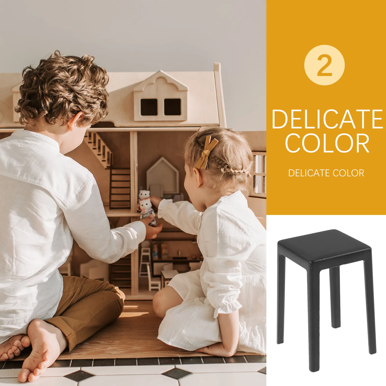 2 Pcs Miniature Stool Decor Furniture Model Plastic House Tiny Simulation Small