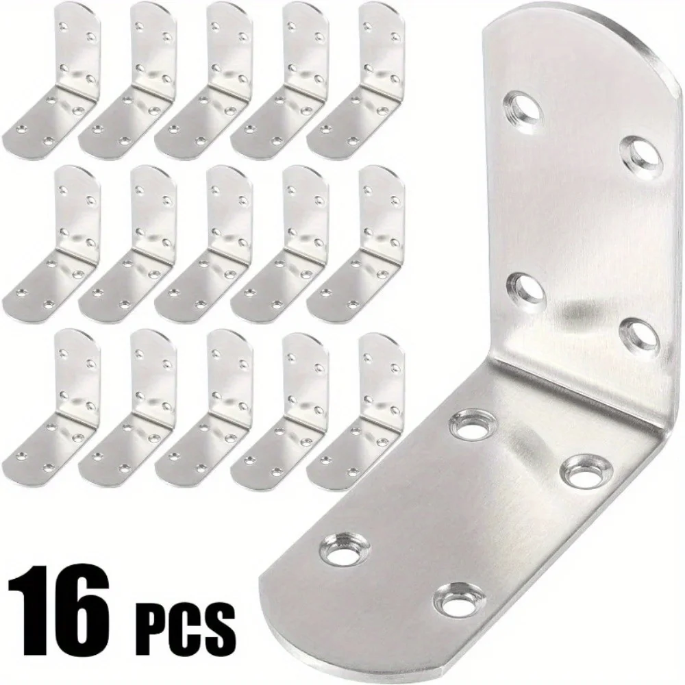 

16pcs L Bracket Corner Bracket Set,Metal L Brackets For Shelves Wood Furniture Cabinets Chairs Drawers Screws