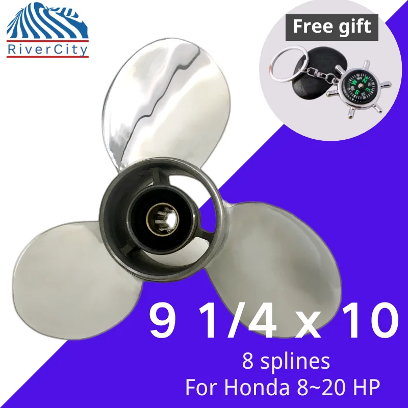 

Outboard Propeller For Honda 8HP 9.9HP 15HP 20HP 9 1/4x10 Boat Stainless Steel Screw 3 Blade 8 Spline Marine Engine