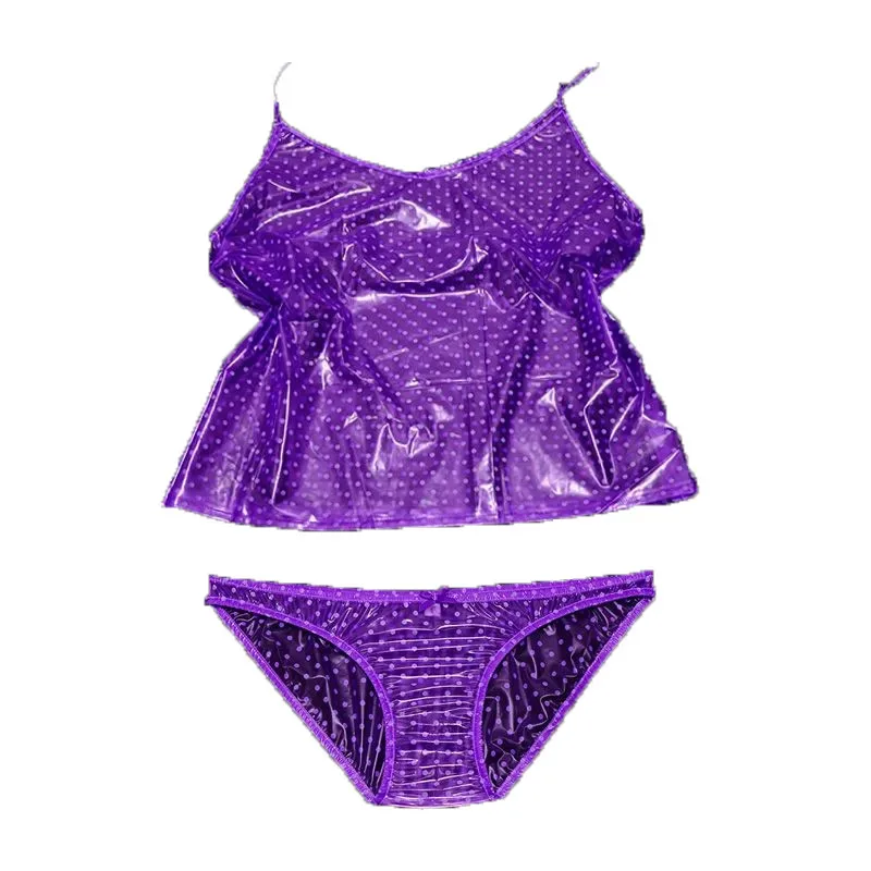 Sheer PVC Plastic Camisole Vest Briefs Set Soft Gloss Tank Top Couple Erotic Underwear Fetish ABDL Men Women Sexy lingerie