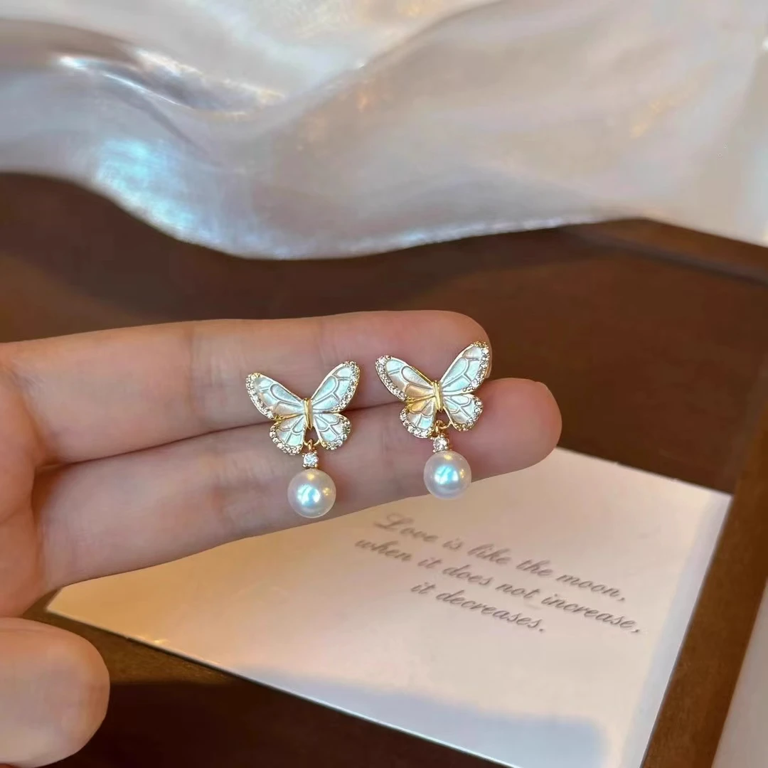 

Butterfly Shape 925 Sterling Silver Earrings Mount Findings Settings Base Mounting Parts Accessory for 7-12mm Pearls 5 pairs/lot