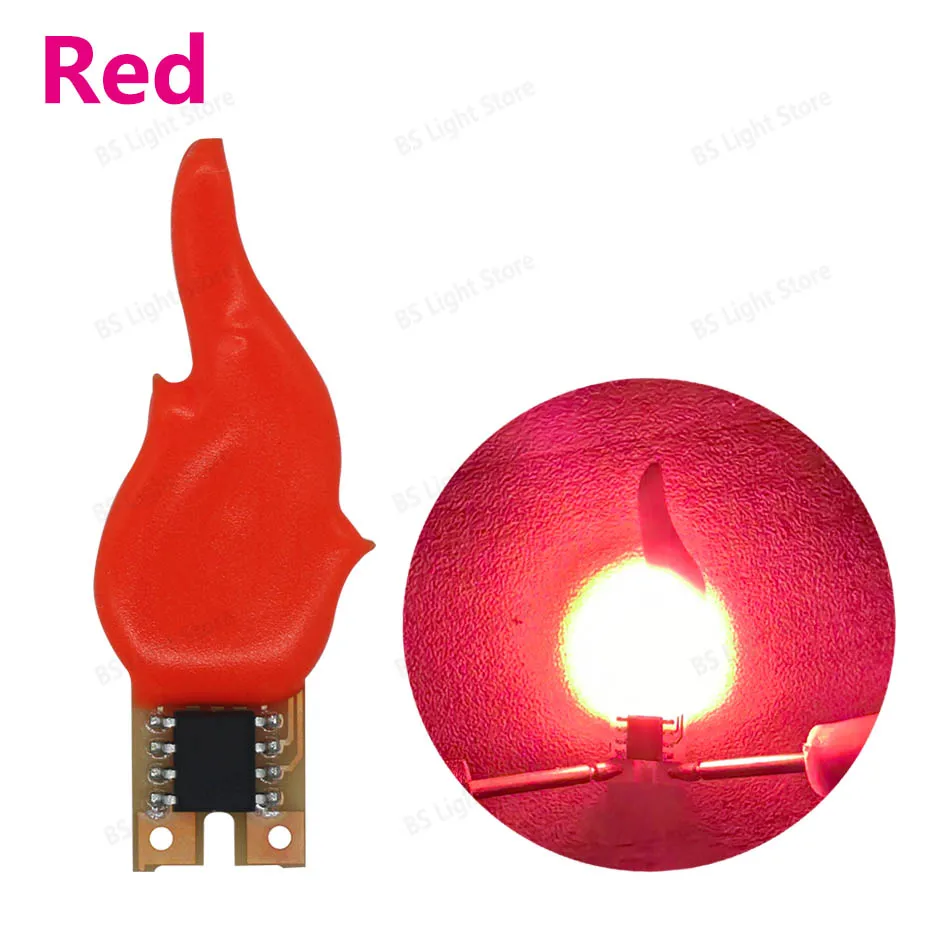 Led cob 3v-5V Flash Candles Edison Flexible Filament Red Green Pink Diode Light Decoration Bulb Accessories Candle Lights Blue