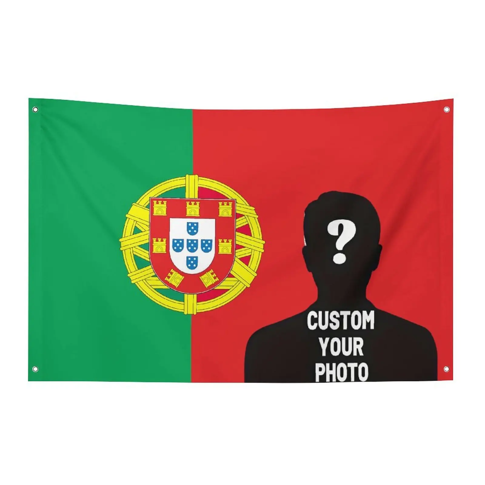 Custom Portugal Banner Flag Personalized Funny Tapestry Durable Polyester 4 Eyelets for Soccer Fan Gift Room Decor Party Outdoo