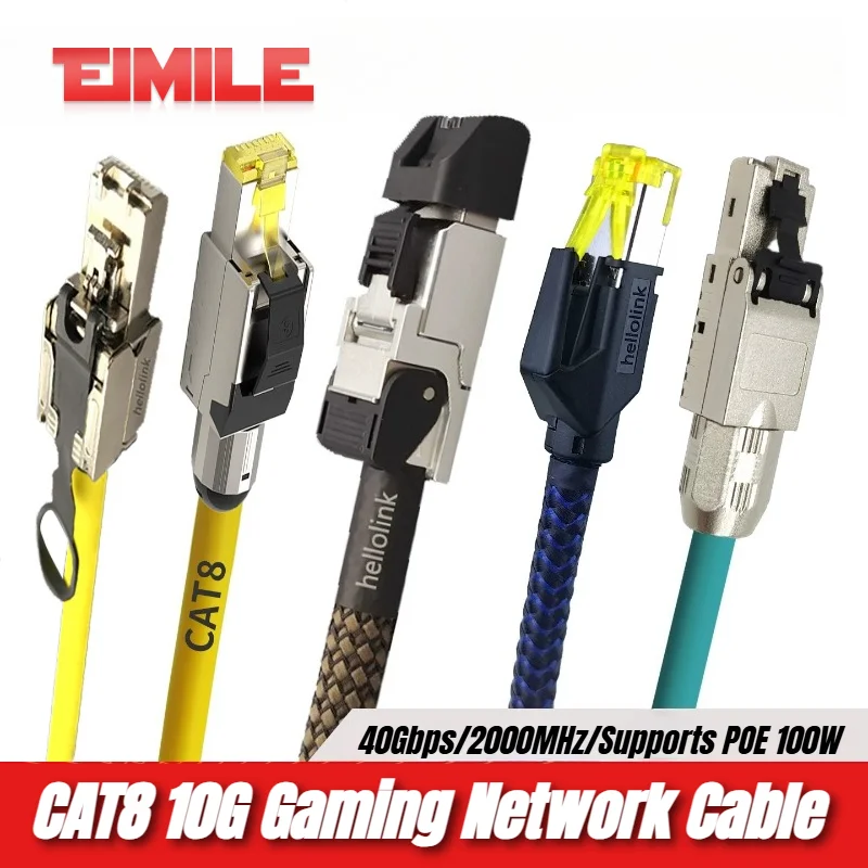 Cat8 Ethernet Shielded Network Cable 40Gbps RJ45 CAT8 Network High-Speed ​​Gaming Jumper Cable for Laptop PS 5/4 Router Computer