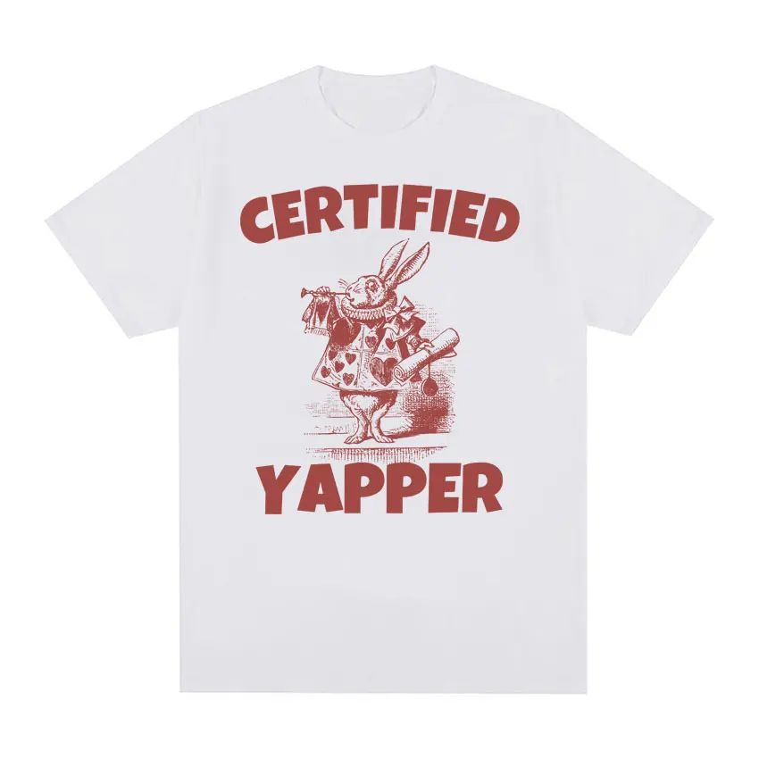 Certified Yapper Funny Gift Meme T Shirts Men Women's Vintage Cartoon Graphic T Shirt Oversized Cotton Short Sleeve T-shirt Tops