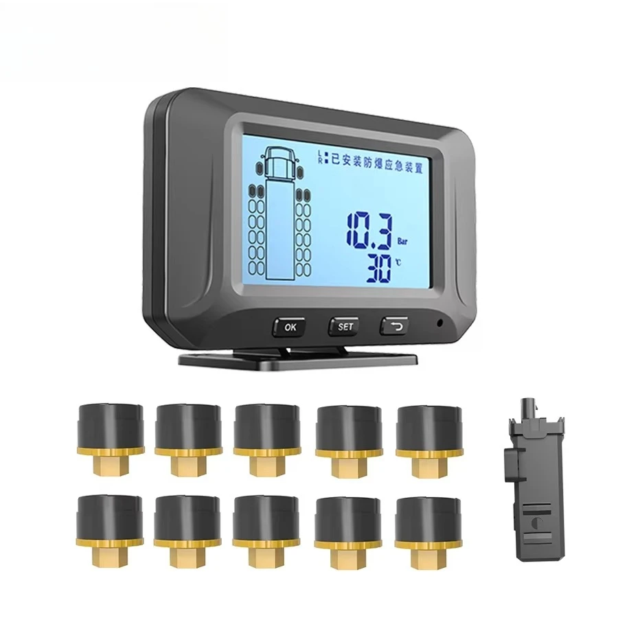 10 Wheel Rs232 Truck Tpms Factory Wireless Tire Pressure Monitoring System for 10 Tires