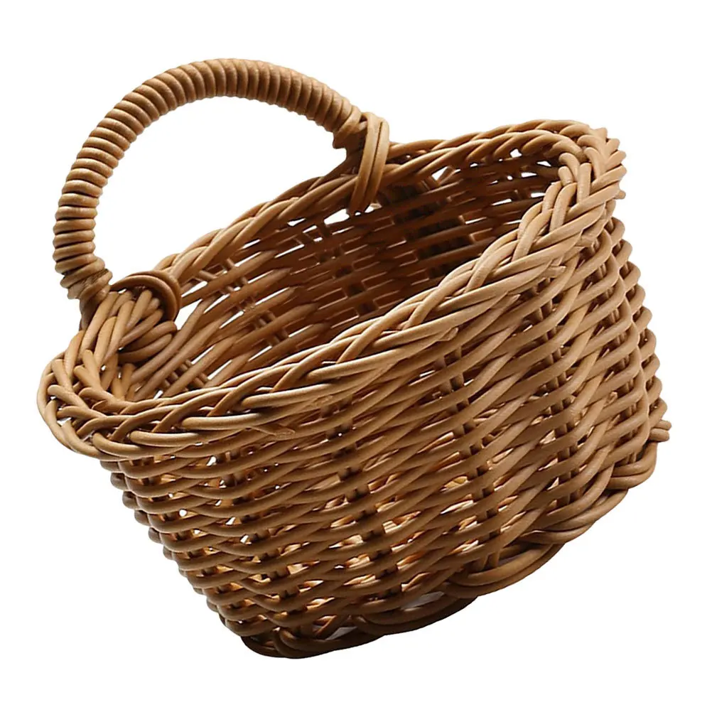

Wall Mounted Woven Flower Basket Light Brown Storage Basket for Plants Hanging Decor in Garden Balcony Multi Function Kitchen