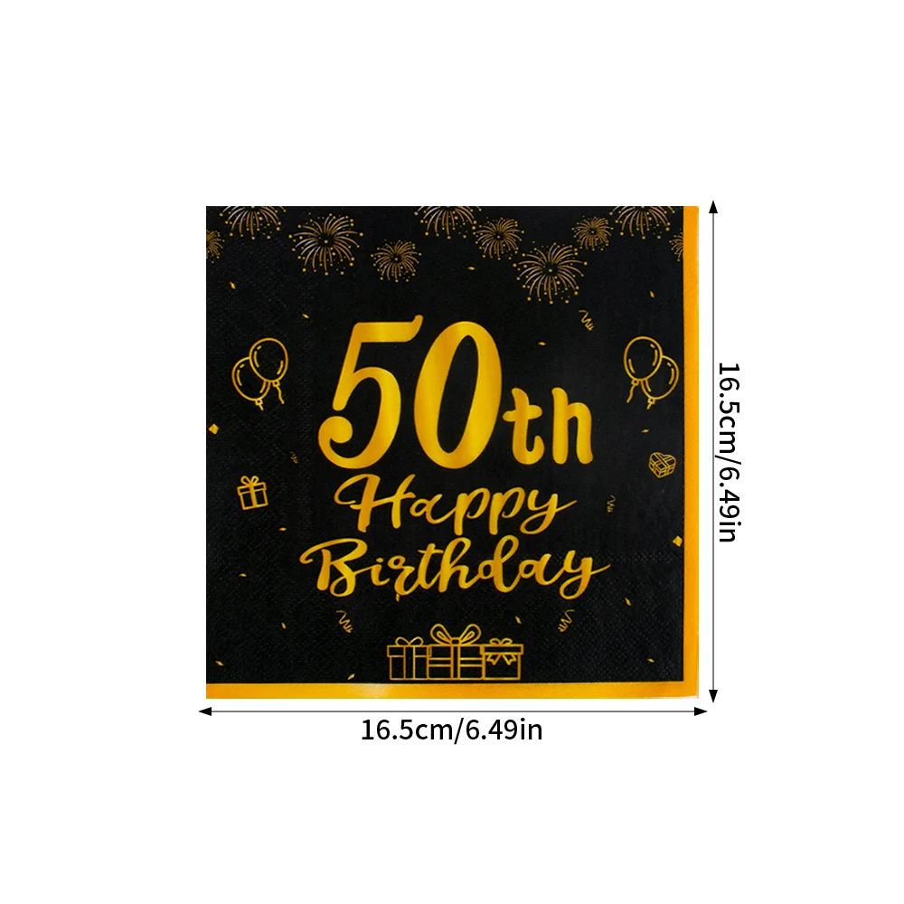 20 stuks 30e 40e 50e 60e verjaardag servetten zwart en goud jubileum servetten proost tot 50 jaar wegwerp party servetten