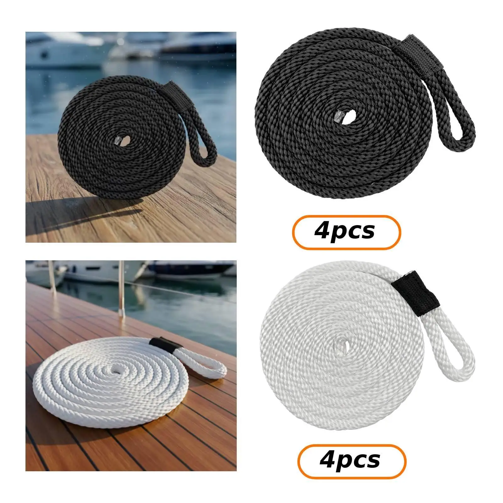 4Pcs Boat Dock Line Marine Mooring Rope 2M Kayak Sailing Anchoring Equipment Portable Fixing Line Boat Fenders Rope