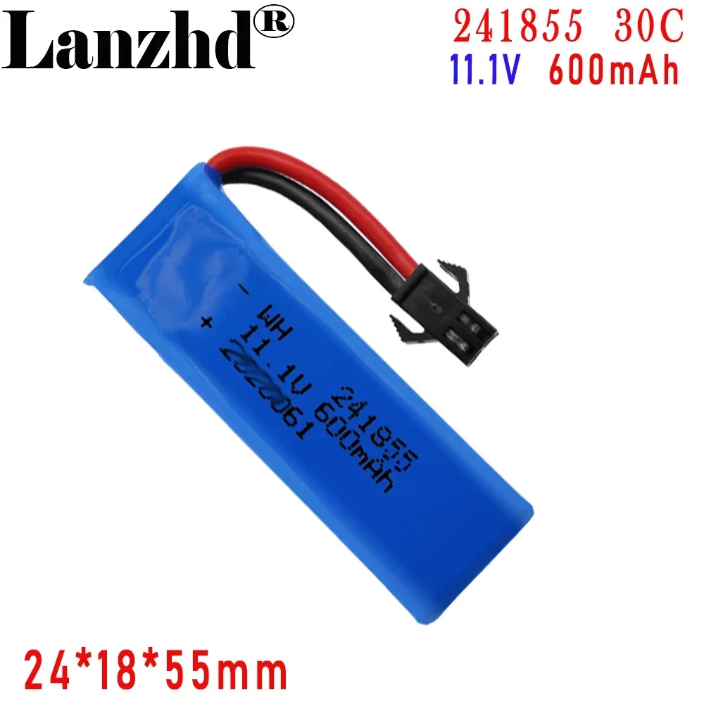 แบตเตอรี่ลิเธียมโพลิเมอร์30C 600mAh 11.1V สำหรับรุ่นรถยนต์และเครื่องบินรุ่นใหม่241855ใหม่