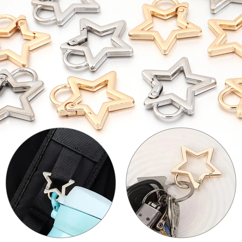 5 Stück/Set Hohlsternförmige Federverschlüsse Metall-Karabiner Schlüsselanhänger Taschenclip Hundekettenverschluss Verbinder DIY Schmuckherstellung – Detail 3