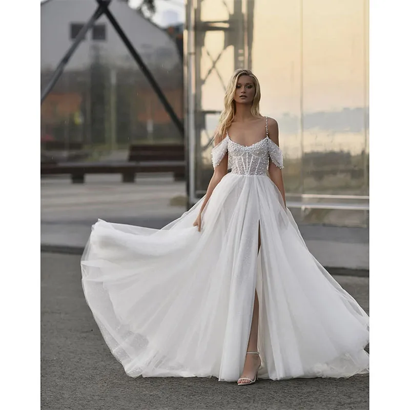 Robes de mariée A-ligne exquises pour la mariée, voir Thr, robe de patients à manches lanterne, perlée, anniversaire de mariage, quoi que ce soit pour les femmes