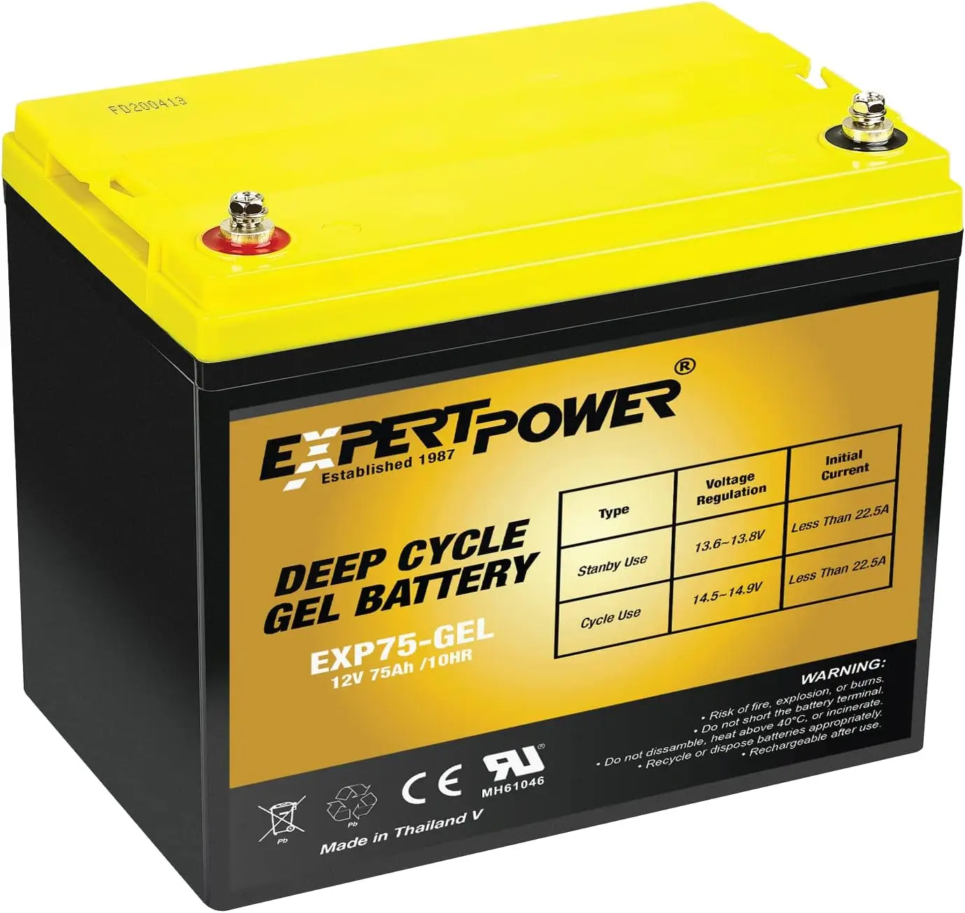 ExpertPower 12V 75AH Gel Deep Cycle Battery Replaces BCI Group 24M Marine & RV