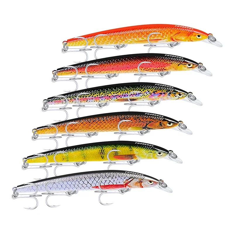 Proberos 1 Stuks Visaas Set 11.5Cm 9.5G Harde Kunstmatige Minnow Lokt 6 Kleur Crankaas Visaas #6 Treble Haak Dw437