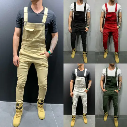 

Men Overall Dungaree Jumpsuit Combat Pants Trousers Bib and Brace