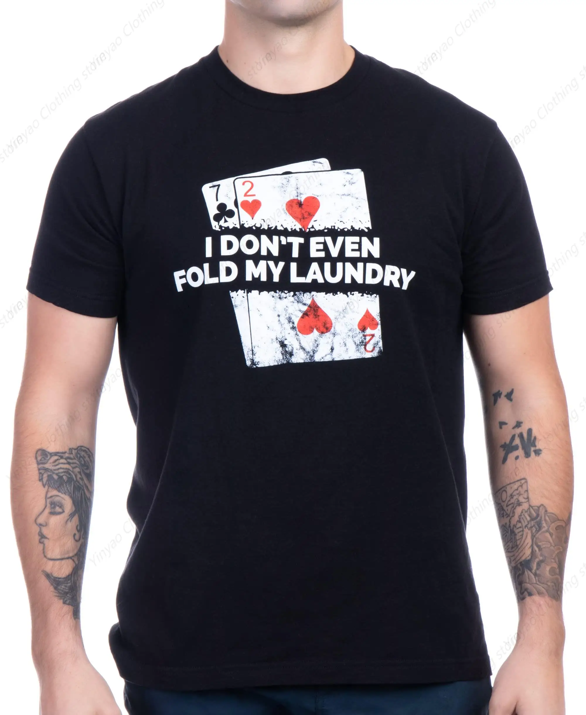 

Poker Printed Shirt I Don'T Even Fold Clothes Fun Texas Hold'Em Player T-Shirt Black Pure Cotton Comfortable T Shirt