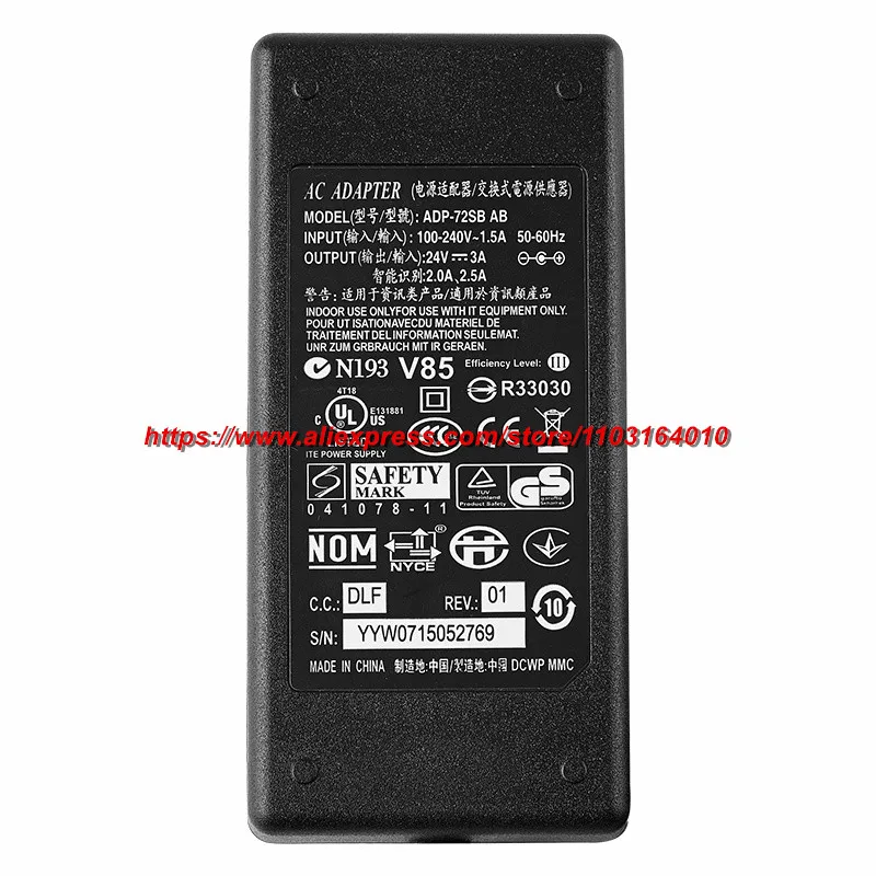 Nuevo adaptador de CA CC de 24V 3A 2.5A para impresora Zebra GX420 GT800 GT820 GX430T EZ1105 cargador FSP060-RPBC P1028888-006 SAWA-31-25024