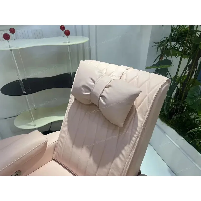 

Роскошное современное розовое кресло для педикюра с массажем и электрической ванной для ног, регулируемая мебель для спа-салона для спа