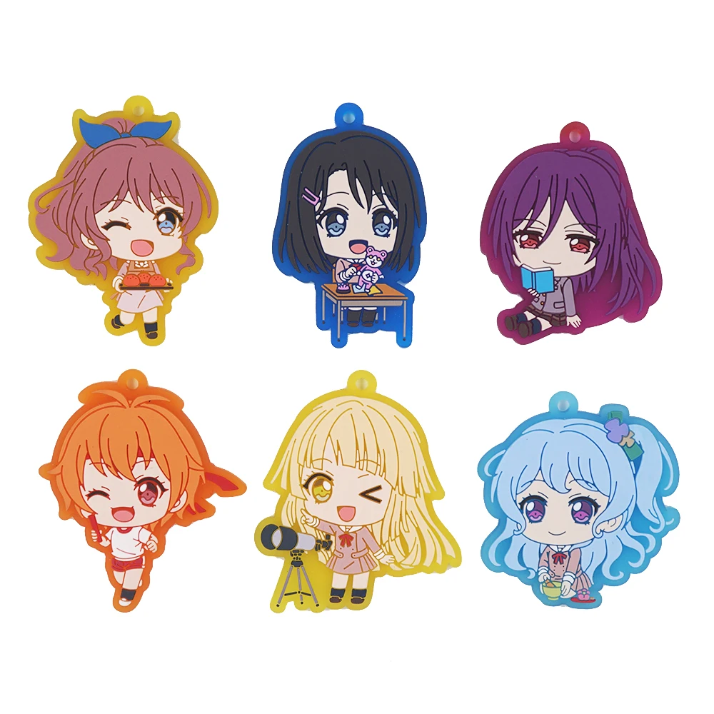 Bang Dream! Hello Happy World HHW Anime Game Tsurumaki Kokoro Misaki Kanon Seta Kaoru Matsubara Kanon Rubber Keychain