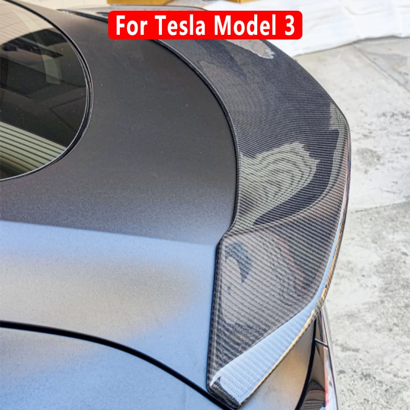 For 2017-2023 Tesla Model 3/Y V Style Sport Carbon Fiber Trunk Lid Spoiler Wing Car Tailgate Flap Trim Decklid Body Accessories