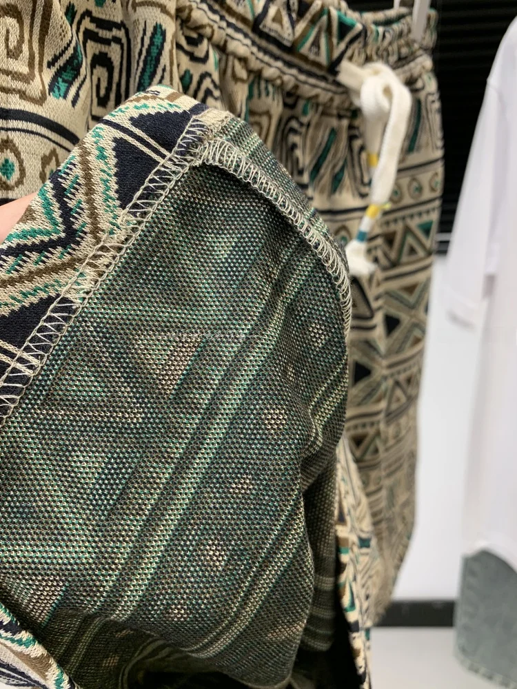 

Vintage Ethnic Sle West Coast een Casual Loose Men's Beach orts Five-Quarter Length Trendy Straight Leg High Waist