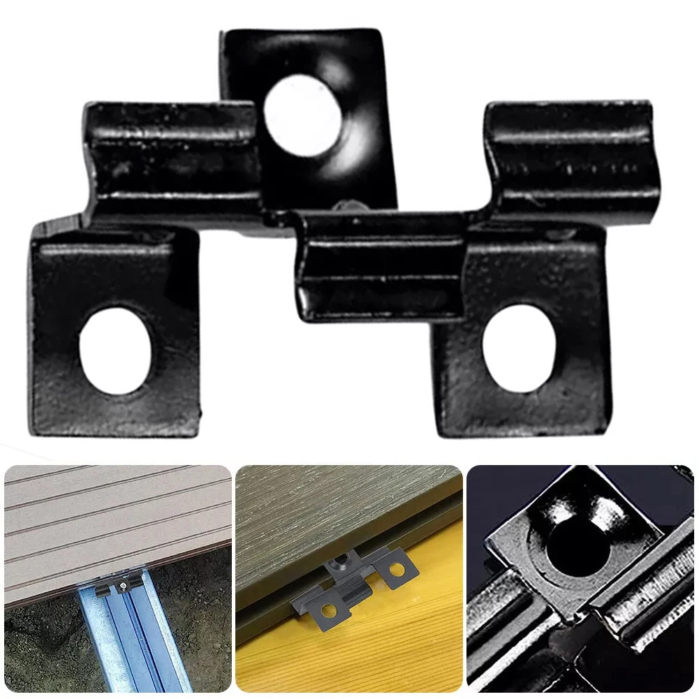 100Pcs Stainless Steel Decking Clips Black Fastener For 7mm 8mm 9mm 10mm Composite Board Fixing Mounting Garden Hardware