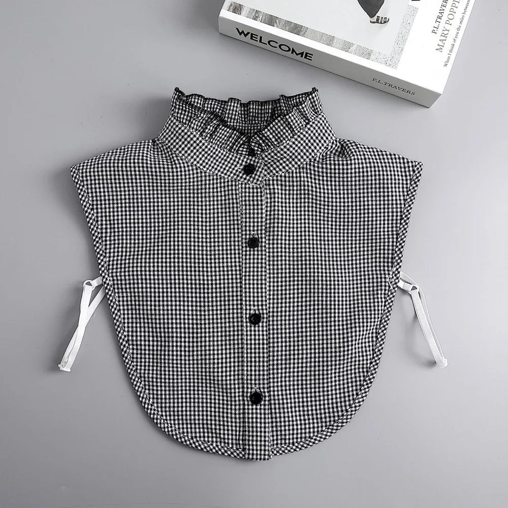 All-match Detachable Plaid Fake Collar Houndstooth Black Adjustable Neckline Sharp Collar Korean Style False Blouse Collar Women