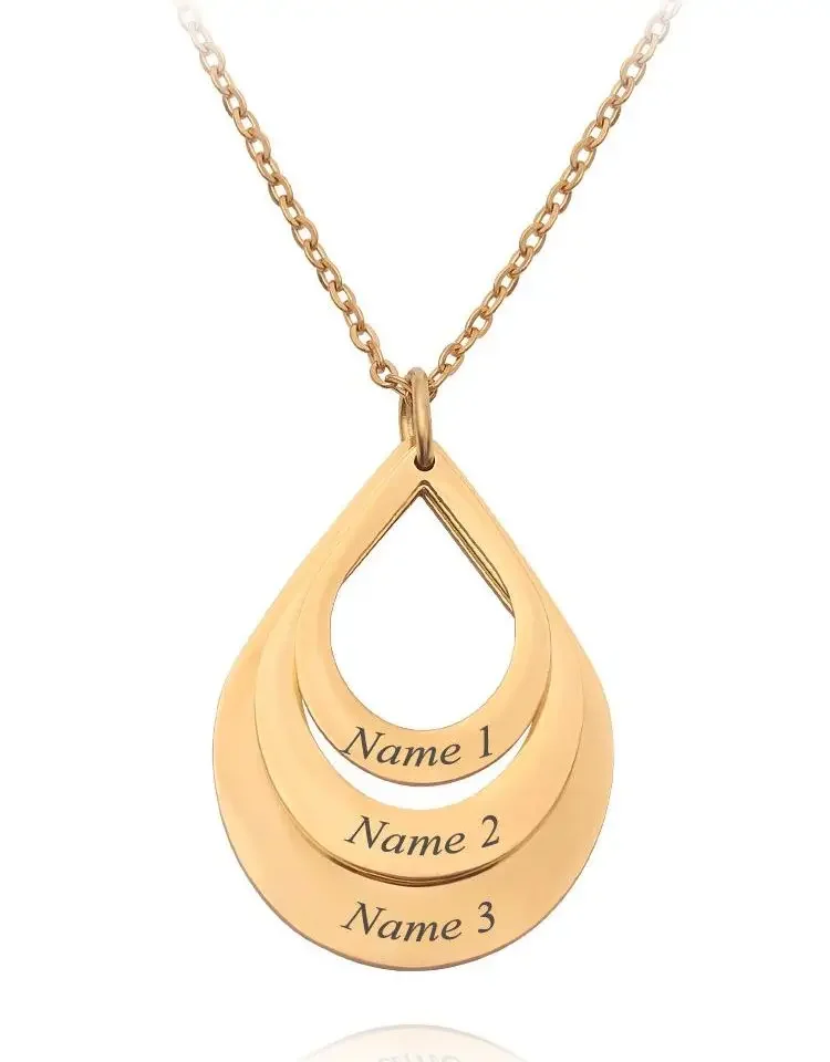 HOUWU Custom 2-7 Oval Pendant Engraving Personalized Stainless Steel Name Necklace For Family Customized Chain Choker Jewelr