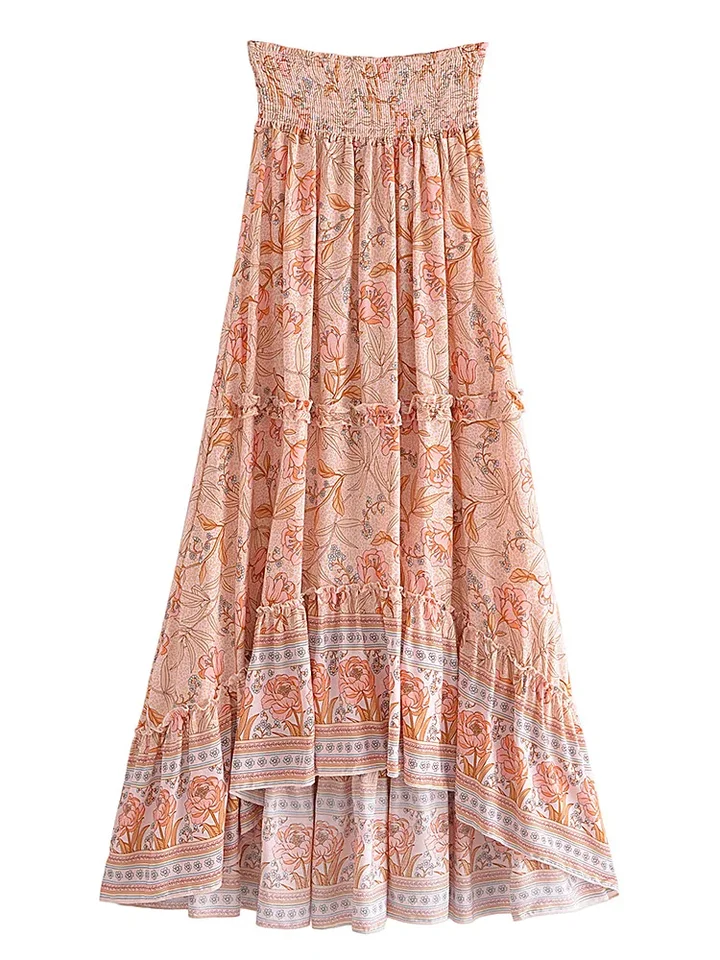 JKJFJKA Jupe Été Femme A-Line Bohème Fleurie - Jupe Fluide Plissée Taille Haute Élastique Plage