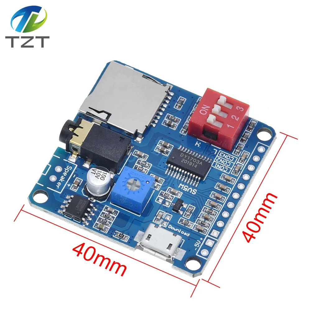 TZT Mini DY-SV5W MP3 Player Module Trigger / Serial Port Control Audio Voice Playing Board